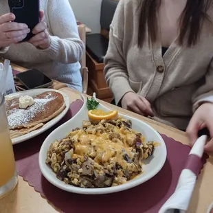 Farm skillet and Side of pancakes very yummy.