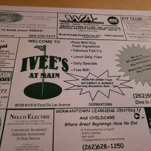 Remember when local places had these paper ads on the tables?  Yep, old school and digging it.