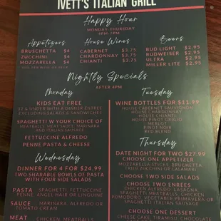 menu