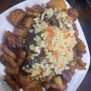 Another view of the Braised Fish with side of plantains