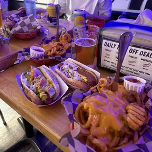 Hot dogs and Curly Fries