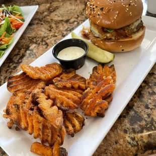 Grass Fed Angus Burger &amp; Sweet Potato Fries