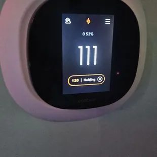 Thermostat of how hot it gets in her class.