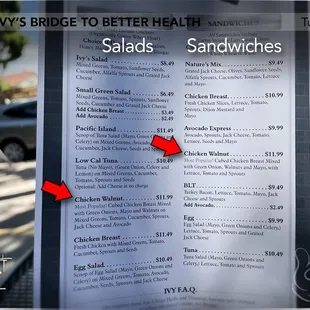 Total: $32.28 (Chicken Walnut Sandwich on Squaw Bread, Chicken Walnut Salad, two Diet Cokes)