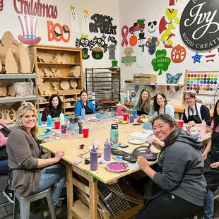 A birthday party at our Ivy's Wood Creations Studio