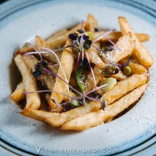 a plate of french fries