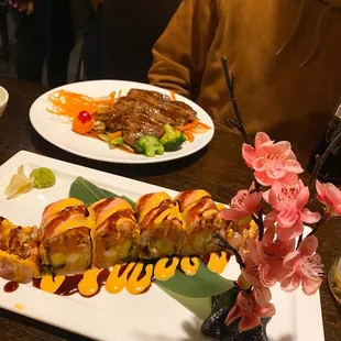 two plates of food on a table