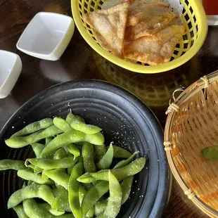 Edamame and wontons
