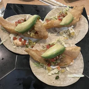 Fish tacos with tempura fish