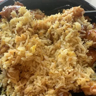 Fried rice orange chicken dinner size