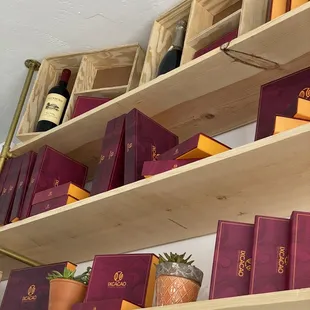  a shelf of chocolates