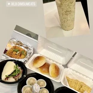 a photo of a meal and a drink