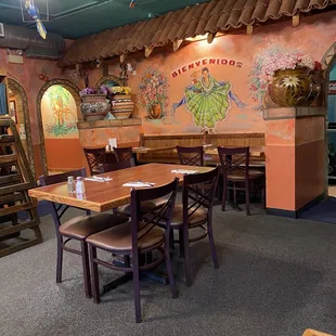 the interior of a mexican restaurant