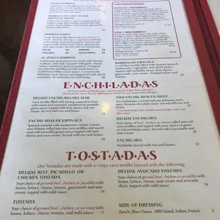 Burritos, enchiladas, tostadas