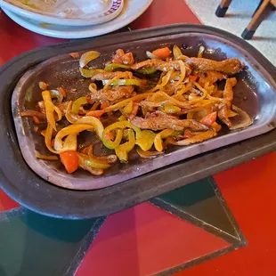 Steak fajitas.