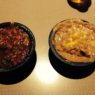 Salsa and bean dip.