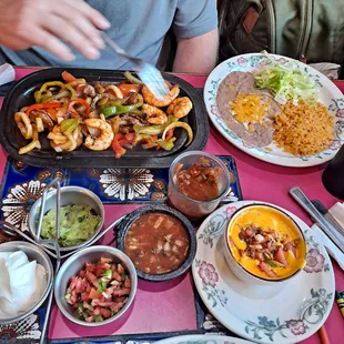 Fajitas and queso dip