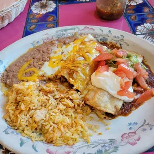 Chicken enchilada and flauta platter