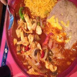 I don&apos;t remember what this was called, but it was sort of a fajita-style chicken in a very soupy sauce.