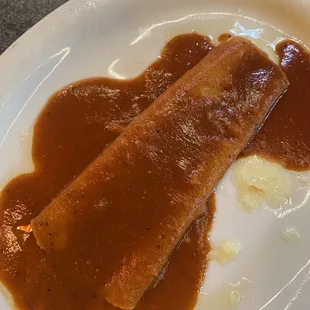 Cheese enchilada. Worst thing I've ever attempted to eat. I don't know why they can't make a real cheese enchilada.