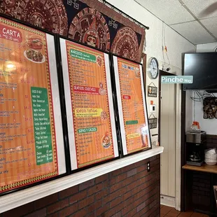 menus on the wall