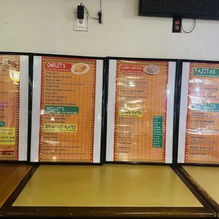 viewing of the menu inside the restaurant.
