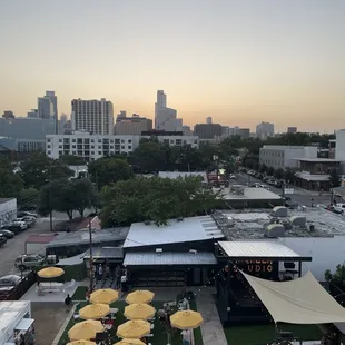 a view of a city from the top of a building