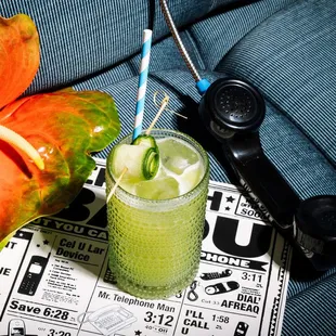 Hotline Bling
Lalo Blanco tequila, lychee, Midori, green tea, cucumber, lime