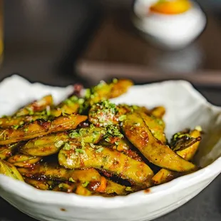 Angry Edamame
Soy, chili, garlic sauce