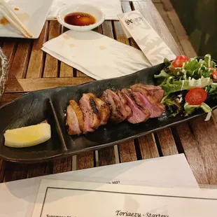 Kami aburi (flame seared duck).