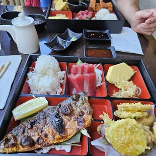 Dinner bento with mackerel