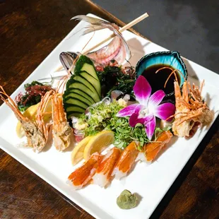 Sweet Shrimp and Horse Mackerel Sashimi