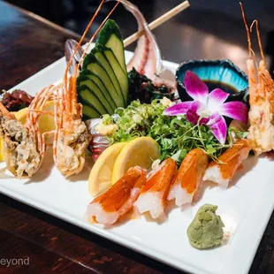 Sweet Shrimp and Horse Mackerel Sashimi
