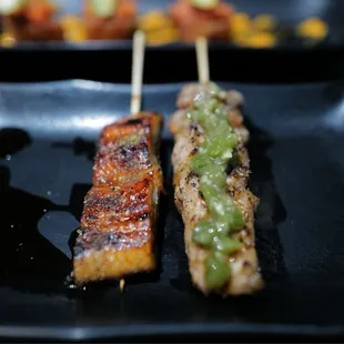 Unagi and tuna belly skewer