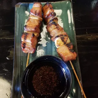 Pork Belly and Garlic Skewers