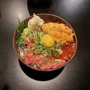 Negitoro Ikura don w/ add-on Hokkaido uni