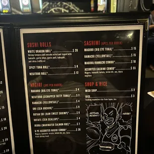 menu