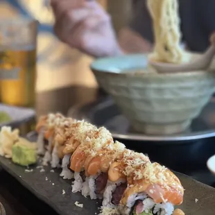 Tuna salmon California roll