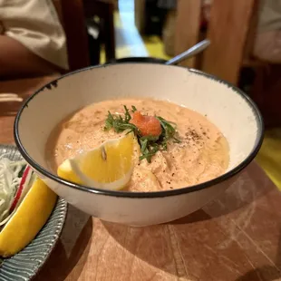 Mentai Cream Ramen Spaghetti - toothsome ramen noodles topped with a creamy pollock roe sauce