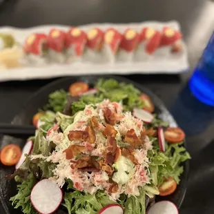 Crab Avocado Salad - the yuzu dressing was refreshing Spicy Ahi Roll - melts in your mouth