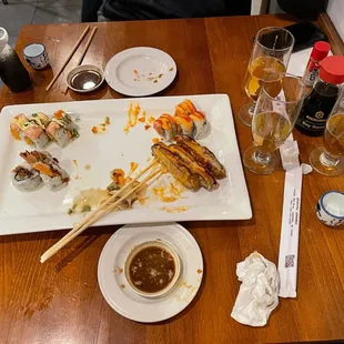 Hot sake, Sapporo &amp; remnants of a delicious dinner!