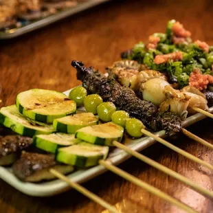 #Izakaya
 #Sake
#yakitori
#charcoal
#grill
#binchotan
#zuchinni #chicken #heart #scallop #gingko #shiitake
 #Traditional
 #Japanese