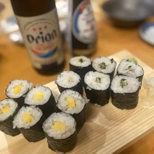 Tamago and cucumber ume maki