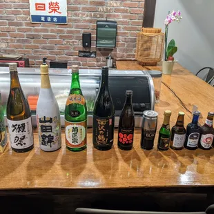Variety of Japanese sakes and Japanese craft beer