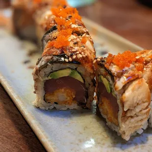 Inside of black dragon roll, I added raw tuna inside as special request