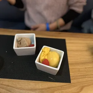 House-Made Hojicha Ice Cream &amp; passionfruit sherbet