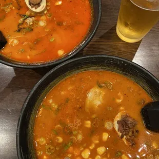 Spicy Garlic Tonkotsu Ramen &amp; Spicy Garlic Miso Ramen