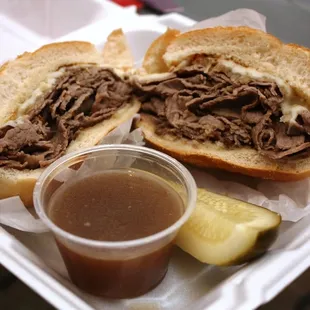 Beef brisket sandwich.