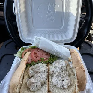 Chicken salad on French roll $9.48 [unacceptable chicken salad portions](instagram: @issa.cheatday)
