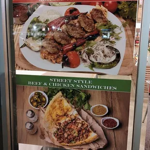 Grilled meatballs, chicken sandwich posters